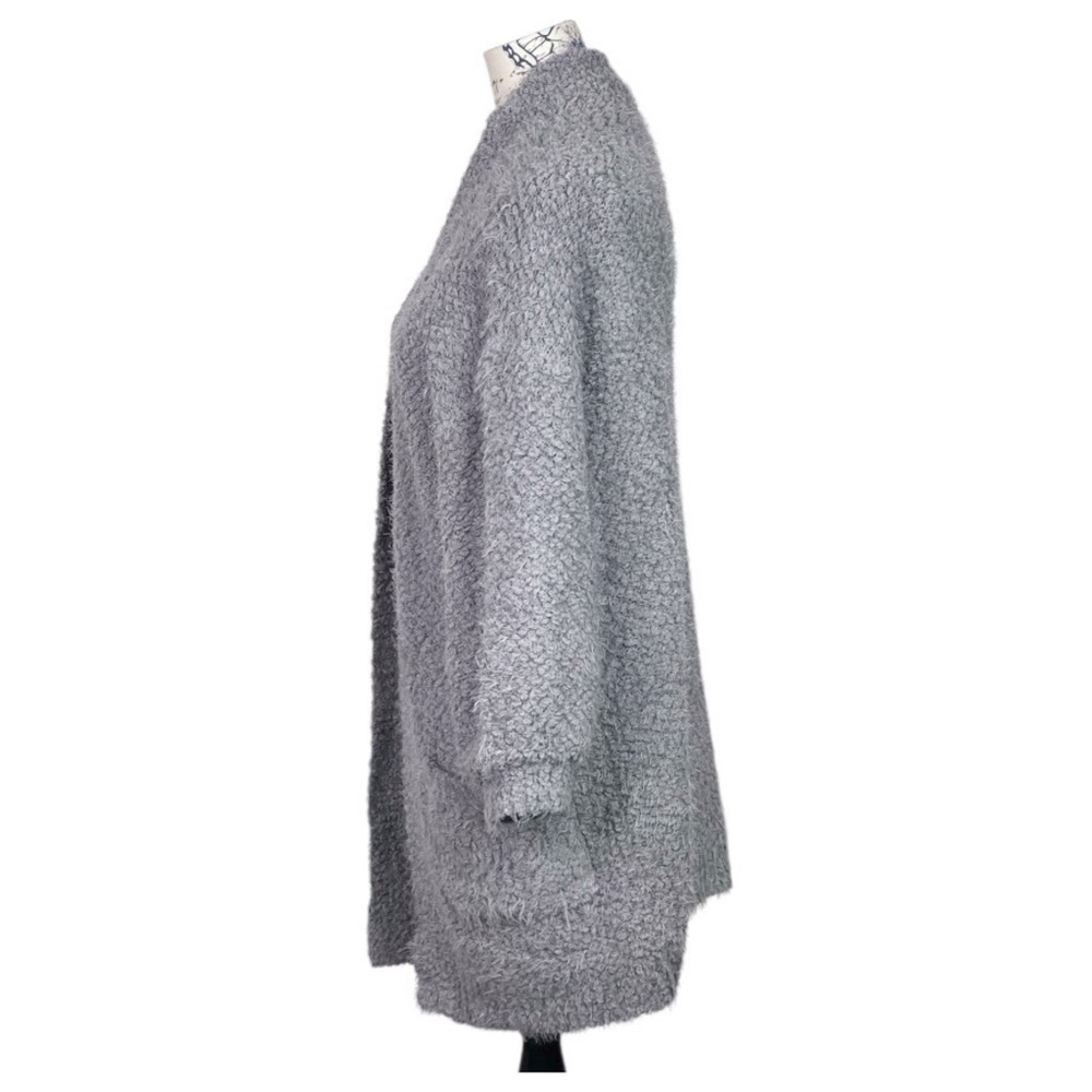 FRNCH Paris NWT Women's 3/4 Sleeve Solid Eyelash Oversized Cardigan Gray S/M - Picture 3 of 11